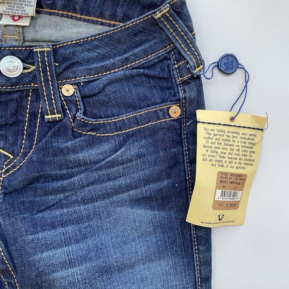 $231 True Religion Women’s Becky Heritage Jeans Slim Bootcut Dark Blue Size 25 - Picture 7 of 13